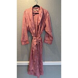 Vintage Victorias Secret Gold Label Pink Floral Jacquard Wrap Robe PS Small